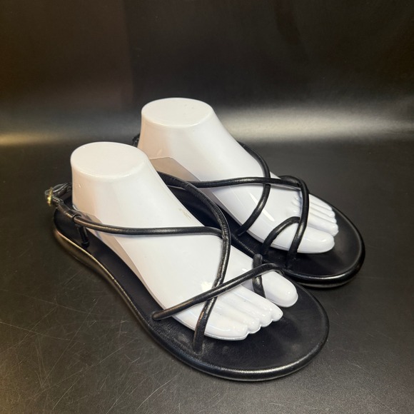 OluKai Waiau W Black Leather Strappy Sandals Women's US 10 EU 40 - Picture 1 of 6